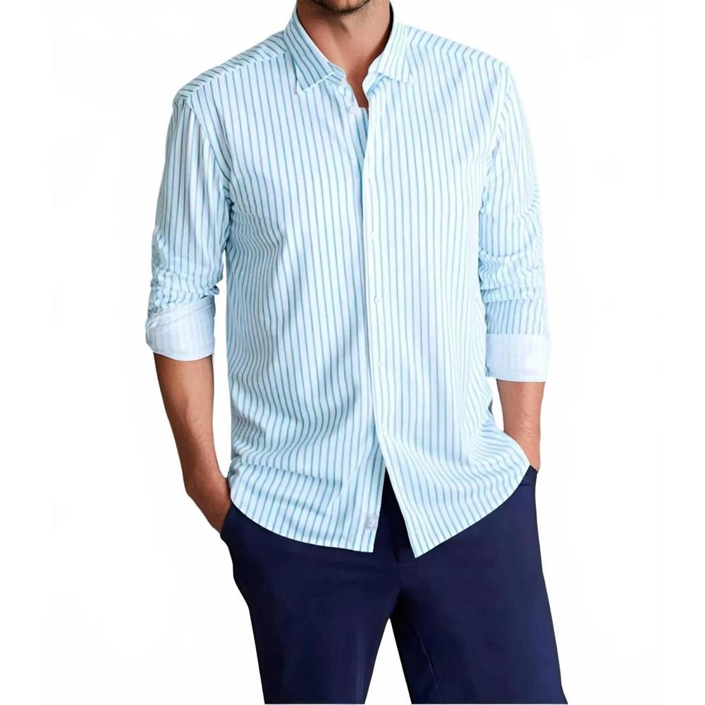 NEW BUKI corsica stripe long sleeve tech shirt in mariner